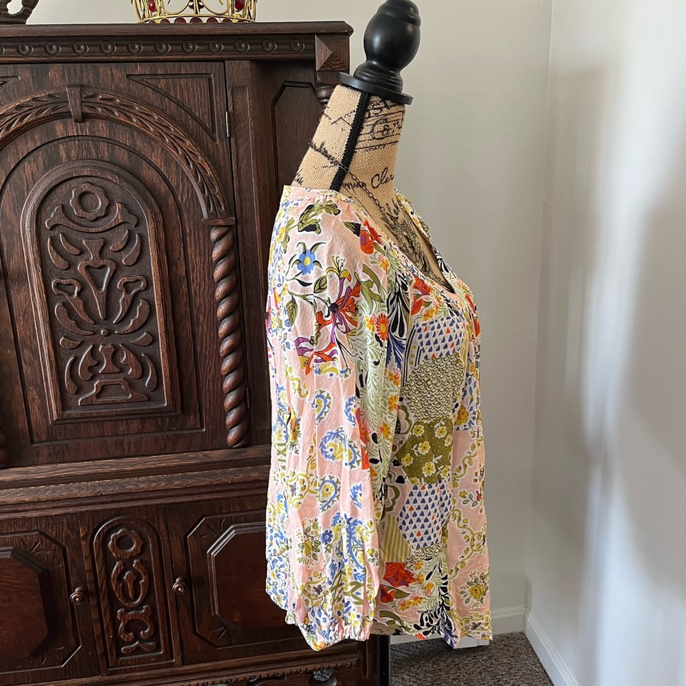 Anthro Maeve Flowy Patchwork Blouse - image 3